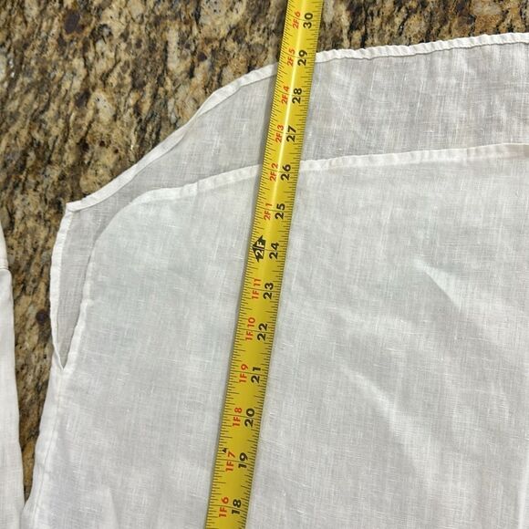 Tahari Linen White Collared Long Sleeve Button Front Blouse Top Size M - Picture 6 of 6